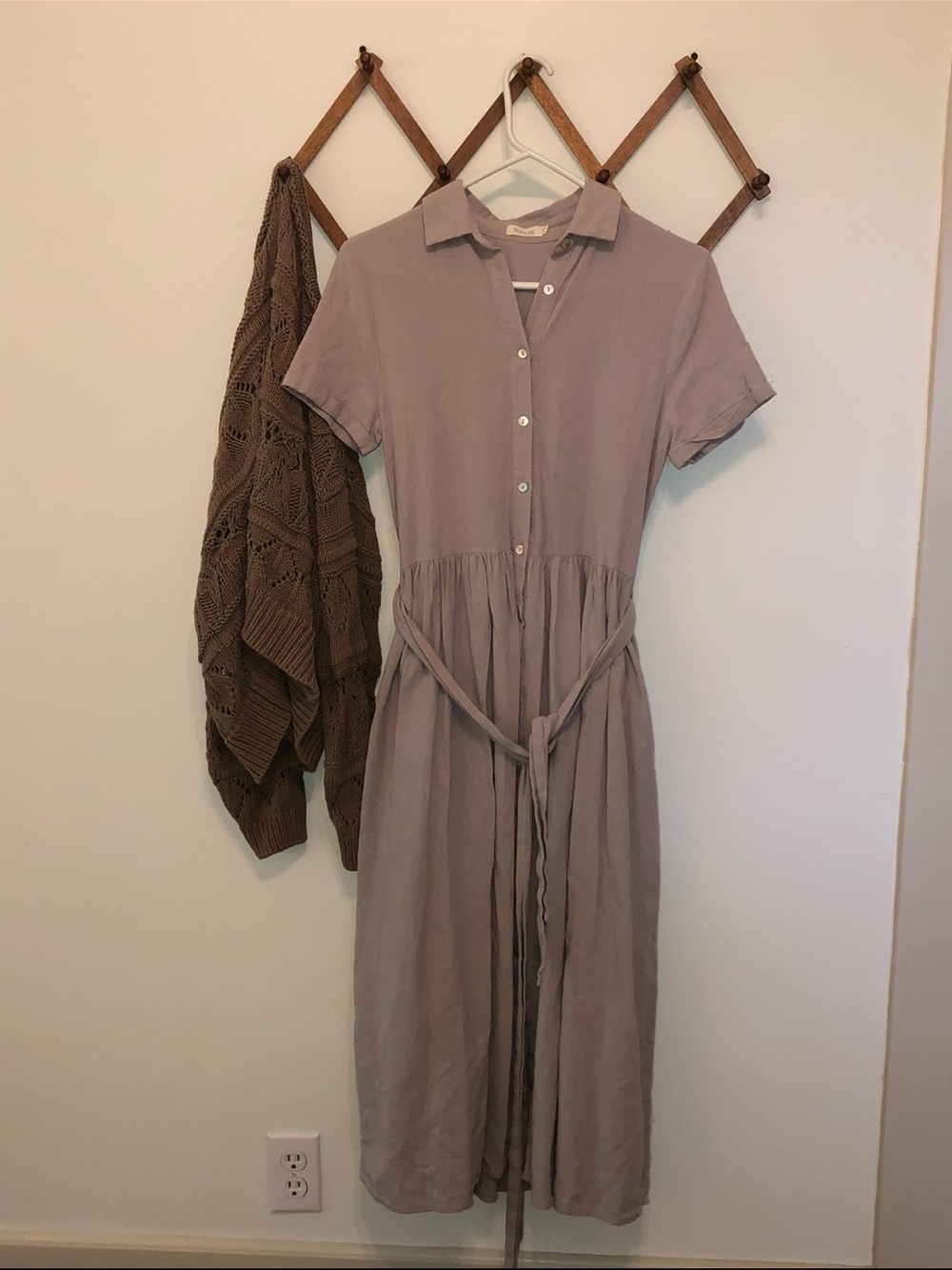 Roolee  Button-Front Midi Shirt Dress with Waist Tie